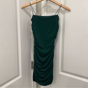 Windsor Forest Green Knee Length Bodycon Dress with Ruching